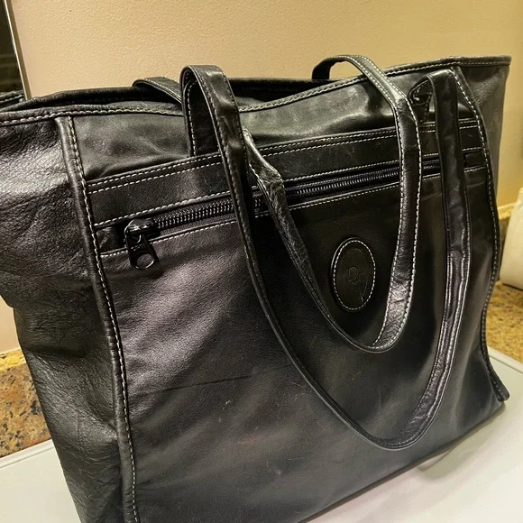 Vintage Dior Black Calfskin Leather Tote Shoulder Bag Made in Korea - Picture 3 of 14